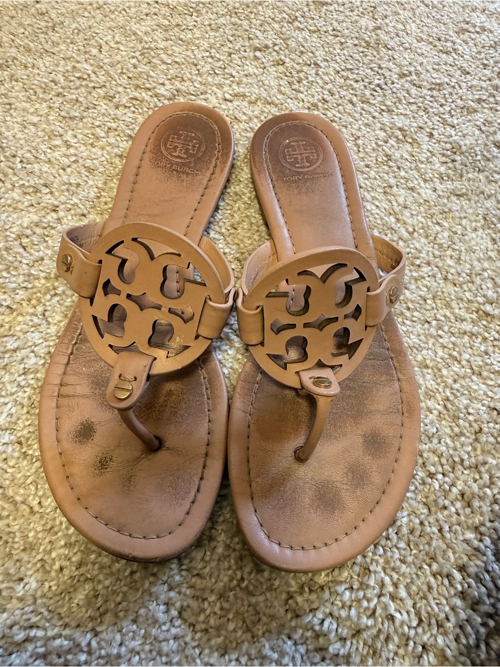 Tory Burch Miller Logo Thong Sandals - Beige - Picture 2 of 4